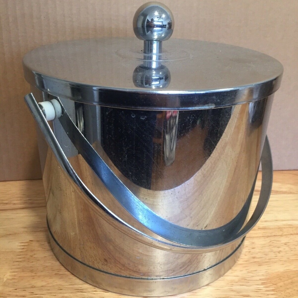 Vintage ICE BUCKET Silver Mid Century Modern MCM